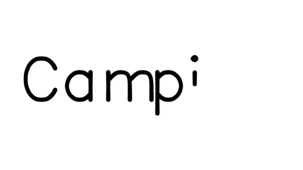 Camping Handgeschreven Tekst Animatie Verschillende Sans Serif Fonts Gewichten — Stockvideo