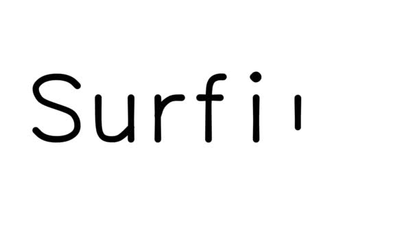 Surfing Handwritten Text Animation Διάφορες Γραμματοσειρές Και Σταθμά Sans Serif — Αρχείο Βίντεο