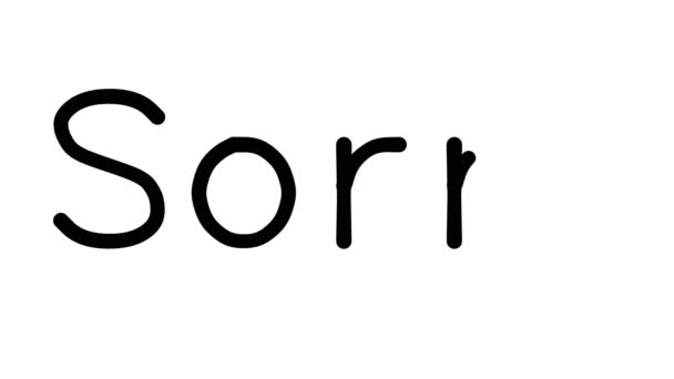 Sorry Handgeschreven Tekst Animatie Verschillende Sans Serif Fonts Gewichten — Stockvideo