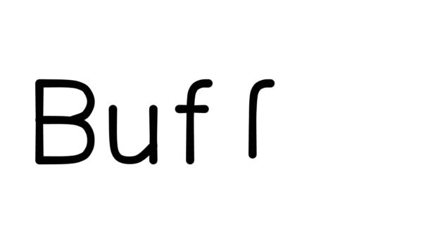 Animación Texto Escrito Mano Buffet Varias Fuentes Pesos Sans Serif — Vídeo de stock