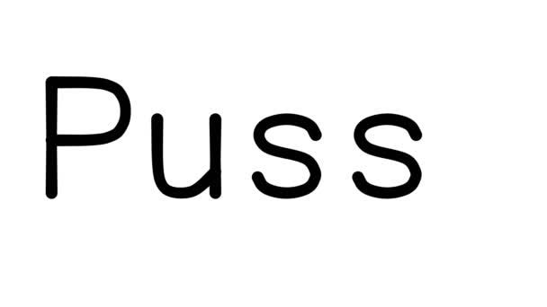 Pussy Handwritten Text Animation Various Sans Serif Fonts Weights — Video Stock