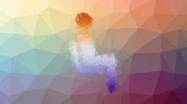 Oturan adam tekno tesselleştirilmiş döngü hareketli çokgenler