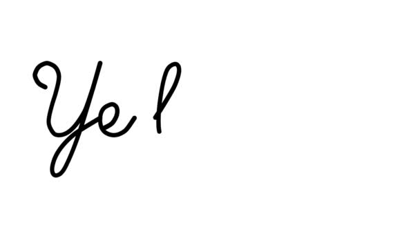 Анимация Желтого Декоративного Почерка Шестью Курсивными Готическими Шрифтами — стоковое видео
