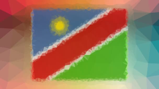 Namibia Bandera Iso Disolver Tecno Teselado Bucle Triángulos Móviles — Vídeo de stock