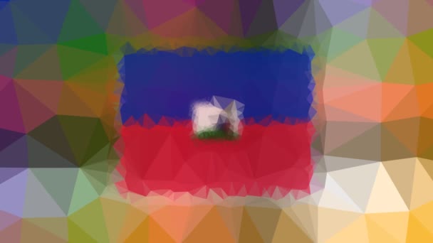 Bandeira Haiti Iso Aparecendo Polígonos Pulsantes Tecno Tesselados — Vídeo de Stock