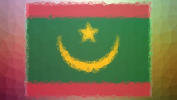 モーリタニア国旗Iso Mr溶解近代的なテッセレーションループの三角形 — ストック動画