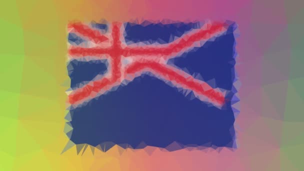 Neuseeland Flagge Iso Löst Moderne Tessellation Looping Animierte Polygone — Stockvideo