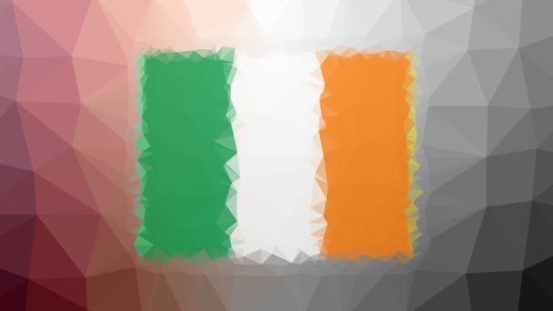 Irsko Vlajka Iso Objevují Zvláštní Tessellating Smyčka Animované Trojúhelníky — Stock video