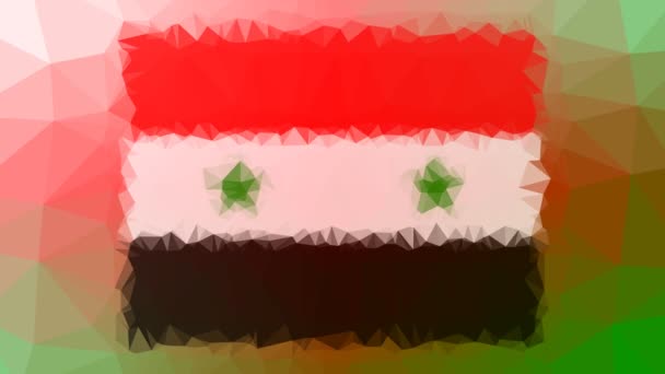 Flagge Der Arabischen Republik Syrien Iso Verblassen Techno Tessellation Looping — Stockvideo