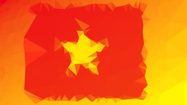 Bandeira Vietname Iso Aparecendo Polígonos Pulsantes Looping Techno Tessellation — Vídeo de Stock
