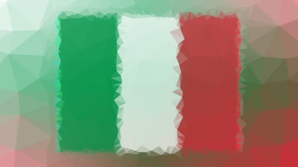 Bendera Italia Iso Appeared Modern Tessellation Looping Moving Triangles — Stok Video