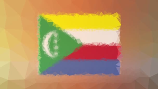 Komorská Vlajka Iso Vyblednout Zajímavé Tessellation Smyčka Pohybující Mnohoúhelníky — Stock video