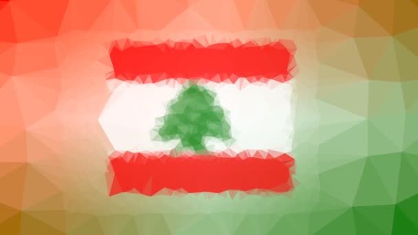 Bendera Iso Lebanon Memudar Tessellation Teknologi Melingkar Segitiga Animasi — Stok Video