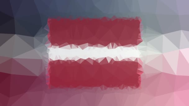Letónia Bandeira Iso Dissolvendo Triângulos Móveis Tesselantes Estranhos — Vídeo de Stock
