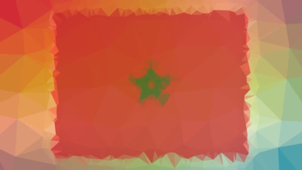 Bendera Maroko Iso Muncul Modern Tessellation Looping Pulsing Polygons — Stok Video