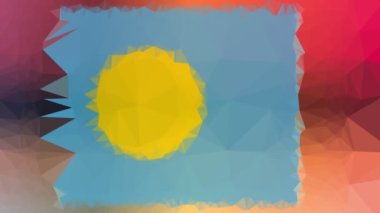 Palau Flag ISO: PW soluk modern tesselleştirilmiş döngü hareketli üçgenler