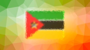 Mozambik Bayrağı ISO: MZ tekno tesselleştirilmiş döngü hareketli üçgenleri eritiyor