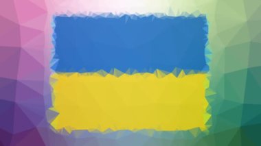 Ukrayna Bayrağı ISO: UA sönük teknolojik tesselasyon animasyon çokgenler