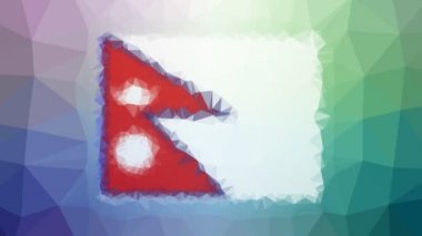Nepal Flag ISO: NP tekno tesselleştirilmiş döngü animasyon çokgenleri