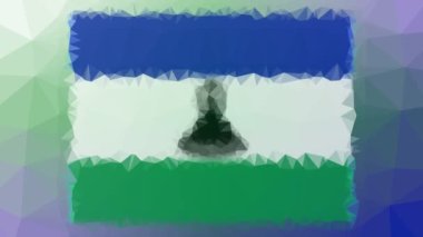 Lesotho Flag ISO: LS 'nin modern tesselleştirilmiş döngüleri eritmesi animasyon çokgenleri