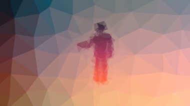 İlginç tesselleştirilmiş döngüyü çözen kişi canlandırılmış çokgenler