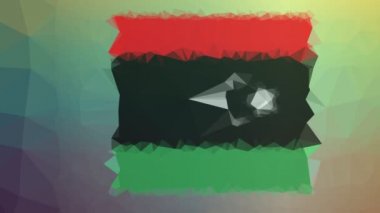 Libya Bayrağı ISO: ly tekno tessellation görünümlü hareket eden üçgenler