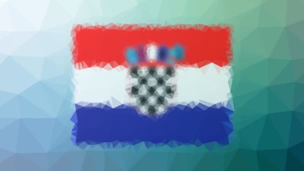 克罗地亚国旗Iso Hr褪色技术分叉环路移动三角形 — 图库视频影像