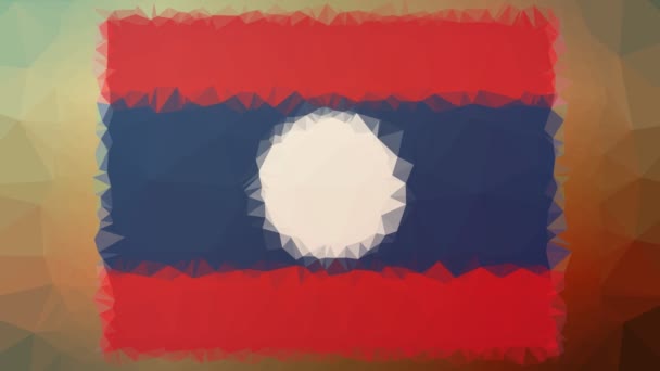Bandeira República Democrática Popular Laos Iso Aparecendo Triângulos Animados Loop — Vídeo de Stock
