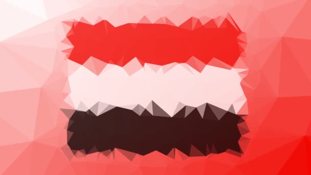 也门国旗Iso Ye出现在技术复杂的环形动画三角形上 — 图库视频影像