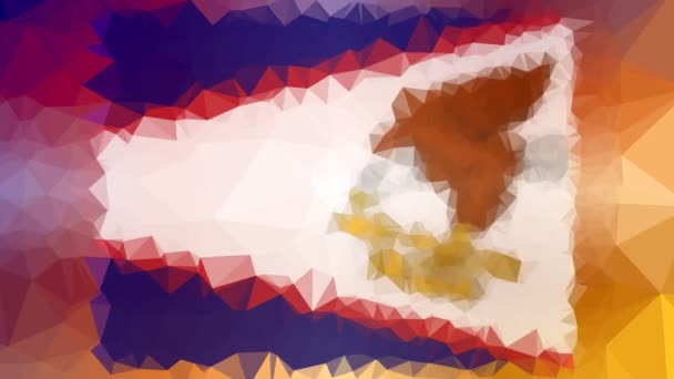 American Samoa Flag Iso Çözünen Tekno Tesselleme Döngüsü Titreşim Üçgenleri — Stok video