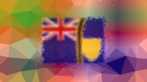 Turks Caicos Islands Flag Iso Appearing Techno Tessellation Looping Pulsing — стокове відео
