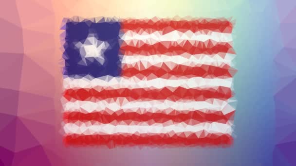 Libéria Bandeira Iso Aparecendo Interessantes Triângulos Animados Loop Tesselação — Vídeo de Stock