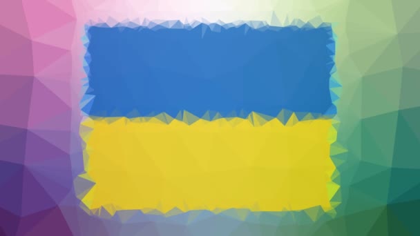 Державний Прапор України Iso Знищує Технологічну Теселяцію Використовує Анімовані Полігони — стокове відео