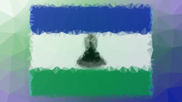 Lesotho Flag Iso Upplösa Moderna Tessellated Looping Animerade Polygoner — Stockvideo