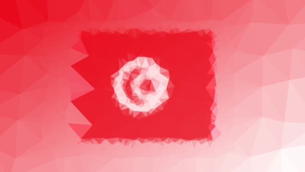 Tunísia Bandeira Iso Dissolução Tecno Tesselação Looping Pulsing Triângulos — Vídeo de Stock