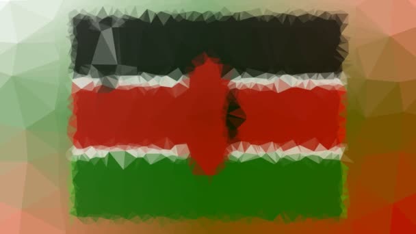 Kenya Flag Iso Appear Strange Tessellation Looping Puling Polygons — 비디오