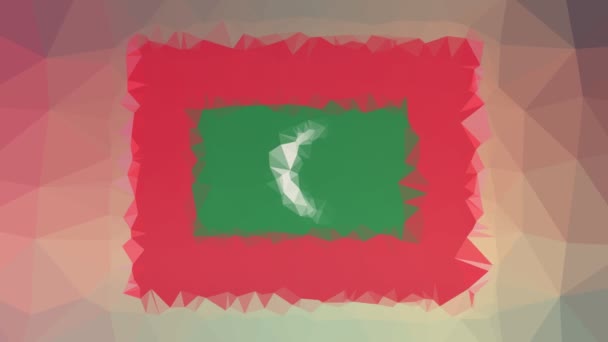 Drapeau Des Maldives Iso Apparaissant Triangles Animés Boucle Techno Tessellante — Video