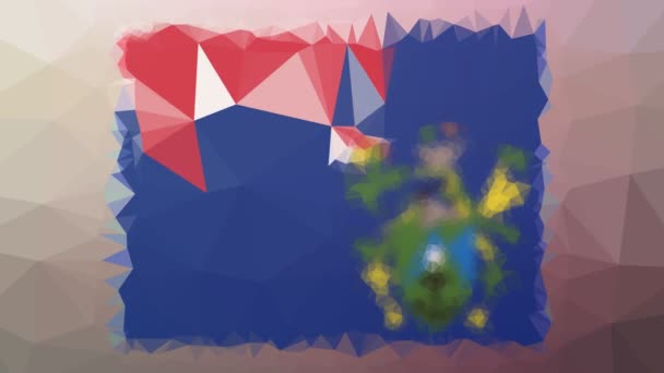 Pitcairn Flagga Iso Upplösning Techno Tessellation Looping Animerade Trianglar — Stockvideo