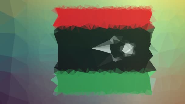 Flaga Libii Iso Pojawiające Się Cyklicznie Tessellation Pętli Ruchome Trójkąty — Wideo stockowe