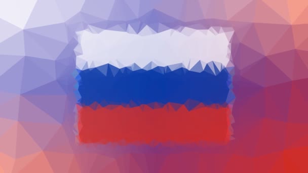 Fédération Russie Drapeau Iso Dissolvant Étranges Triangles Animés Boucle Tessellation — Video