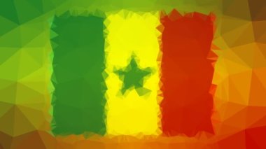 Senegal Flag ISO: SN ilginç tesselleme döngüsü hareketli üçgenler