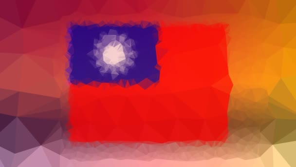 Taiwan Flag Iso Dissolving Techno Tessellated Looping Animated Polygons — Stock Video