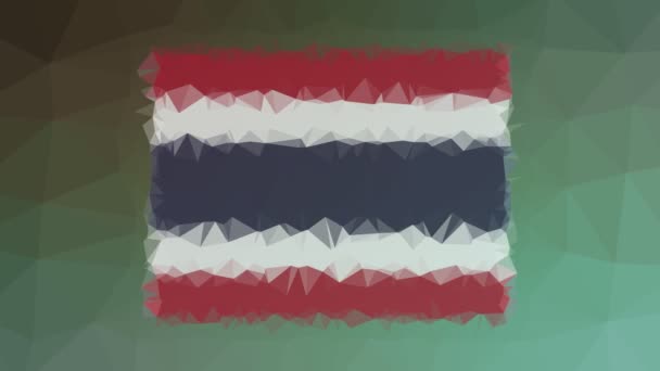 Thailand Flagge Iso Verblassen Techno Tessellated Looping Pulsierende Polygone — Stockvideo