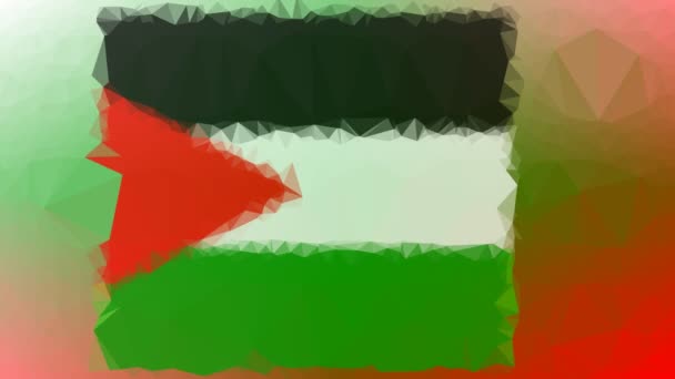 Palestina Vlajka Iso Vyblednout Zajímavé Tessellated Smyčka Pulzující Trojúhelníky — Stock video