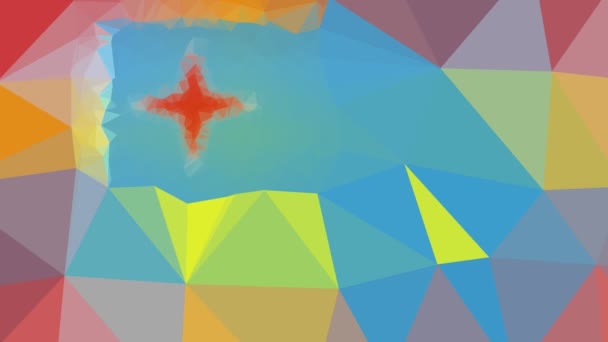 Aruba Flag Iso Vyblednout Zajímavé Tessellated Smyčka Pulzující Trojúhelníky — Stock video