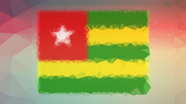 Togo Bandera Iso Desvanecen Extraño Teselado Bucle Triángulos Animados — Vídeos de Stock