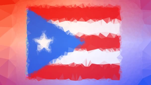 Puerto Rico Flagga Iso Upplösning Intressant Tessellerande Looping Rörliga Polygoner — Stockvideo