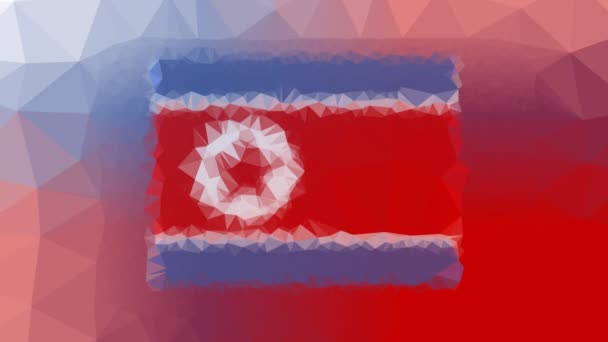 Bandeira República Popular Democrática Coreia Iso Dissolvendo Estranhos Polígonos Animados — Vídeo de Stock