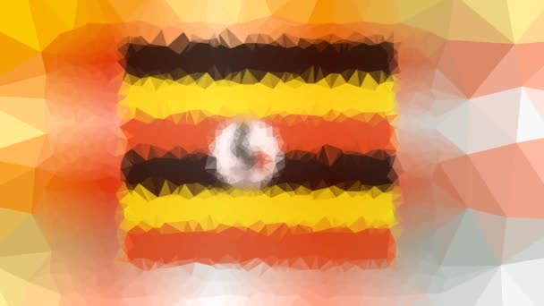 Uganda Flag Iso Вимре Дивну Теселяцію Обертається Навколо Анімованих Полігонів — стокове відео