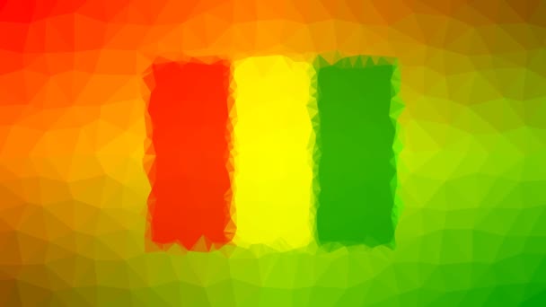 Guinea Flag Iso Objevují Zajímavé Tesselling Smyčka Pohybující Trojúhelníky — Stock video